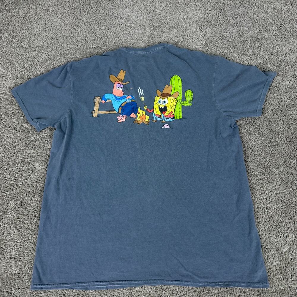 Spongebob Squarepants Shirt Mens Large Blue Patrick Cowboys Nickelodeon Casual